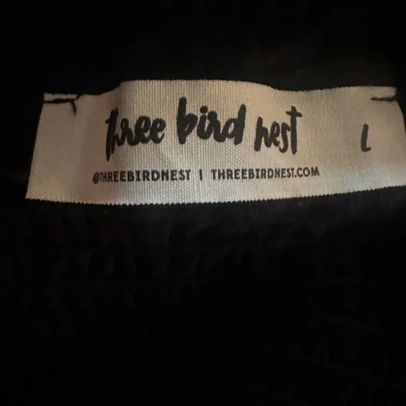 Three Bird Nest Dani Slit Wide Leg Pant Size Large Black Elastic Waistband Flowy - Picture 9 of 13